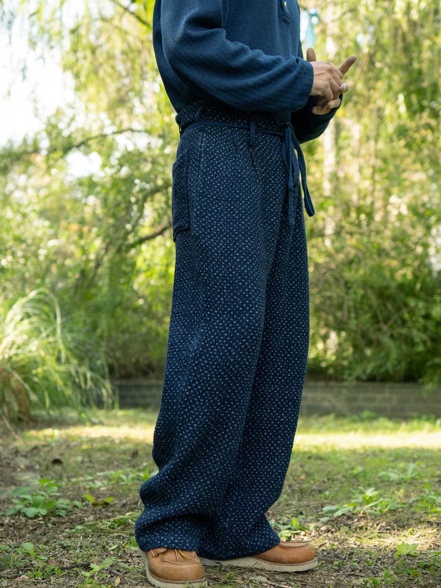 Indigo Dye Sashiko Americana Pants