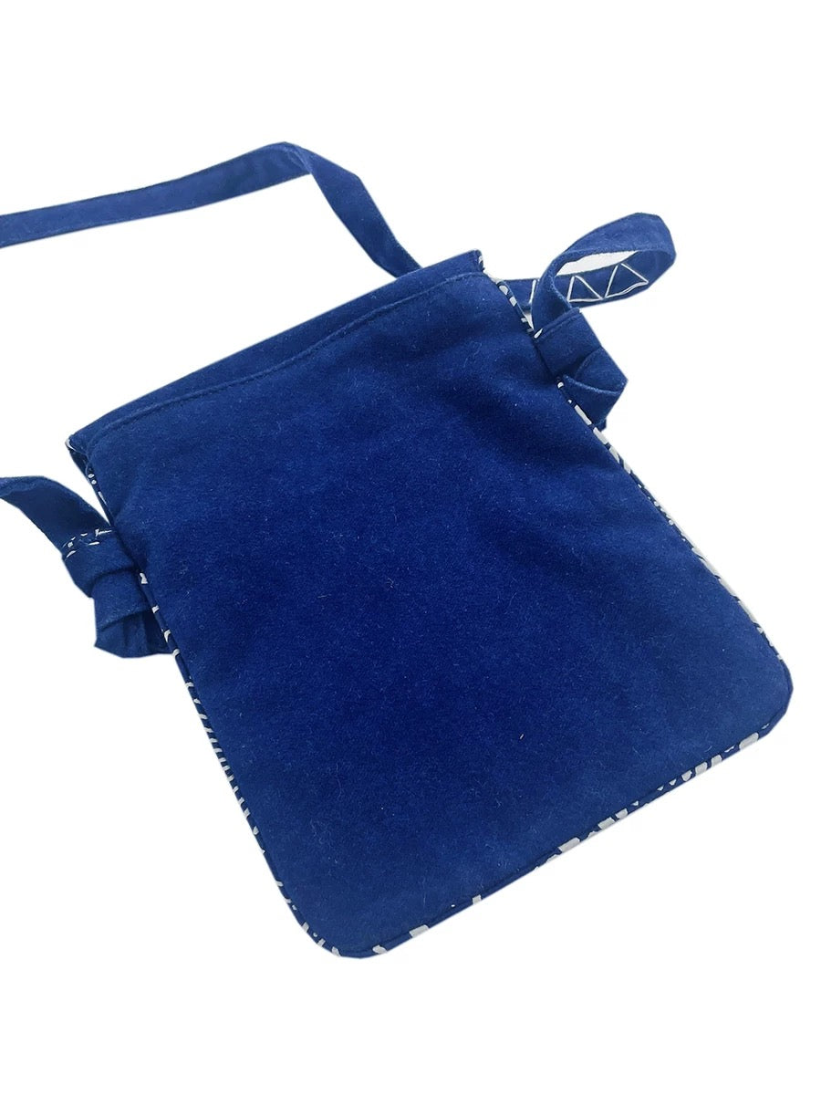 Indigo Dye Silver Buckle Crossbody Bag