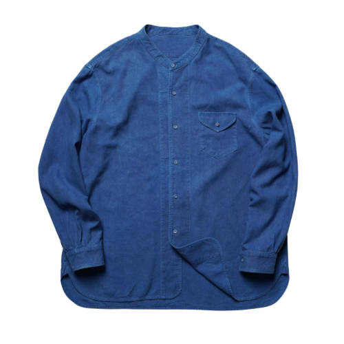 Indigo Dye Collarless Shirt