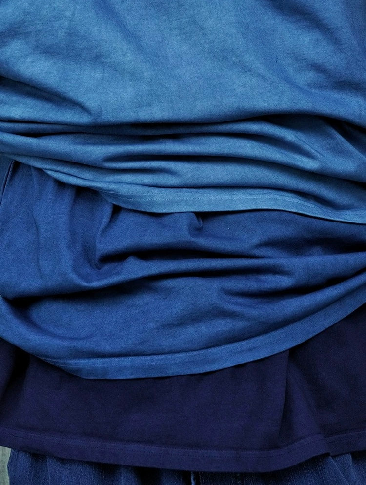 Indigo Dye Basic Crew T-Shirts - 3 Colors