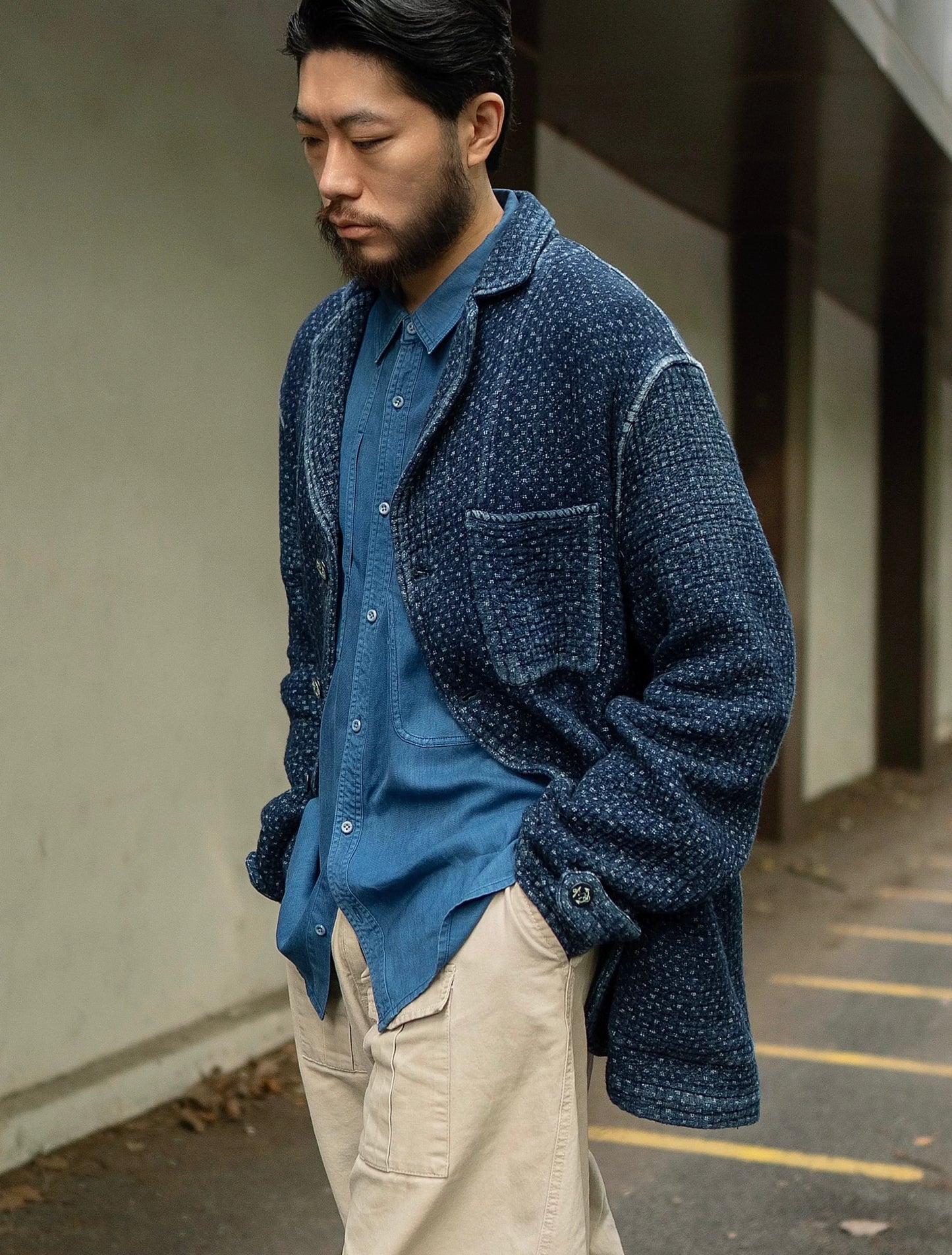 Indigo Dye Sashiko Retro Americano Jacket