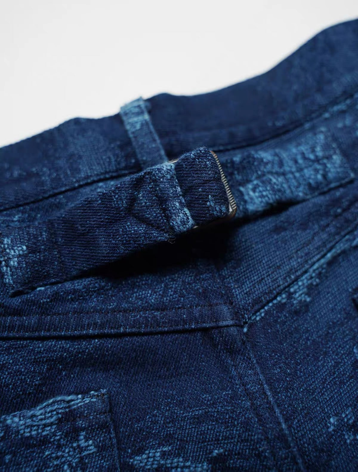 Indigo Boro Textured Patchwork Shorts