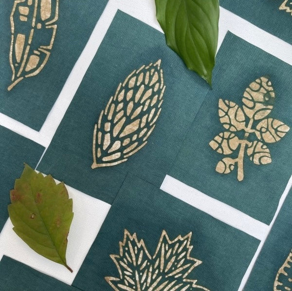 Organic Dye Leaves Fabric Scraps Bundles