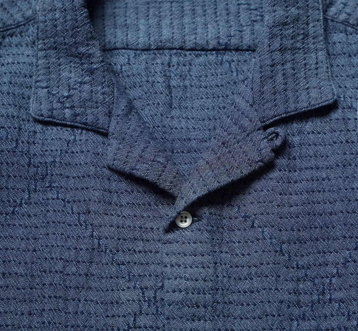 Indigo Dye Sashiko Aloha Shirt