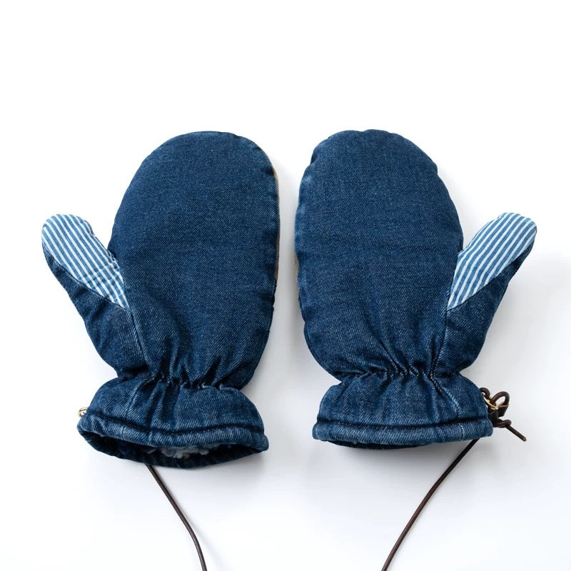 Denim Patchwork Sashiko Gloves