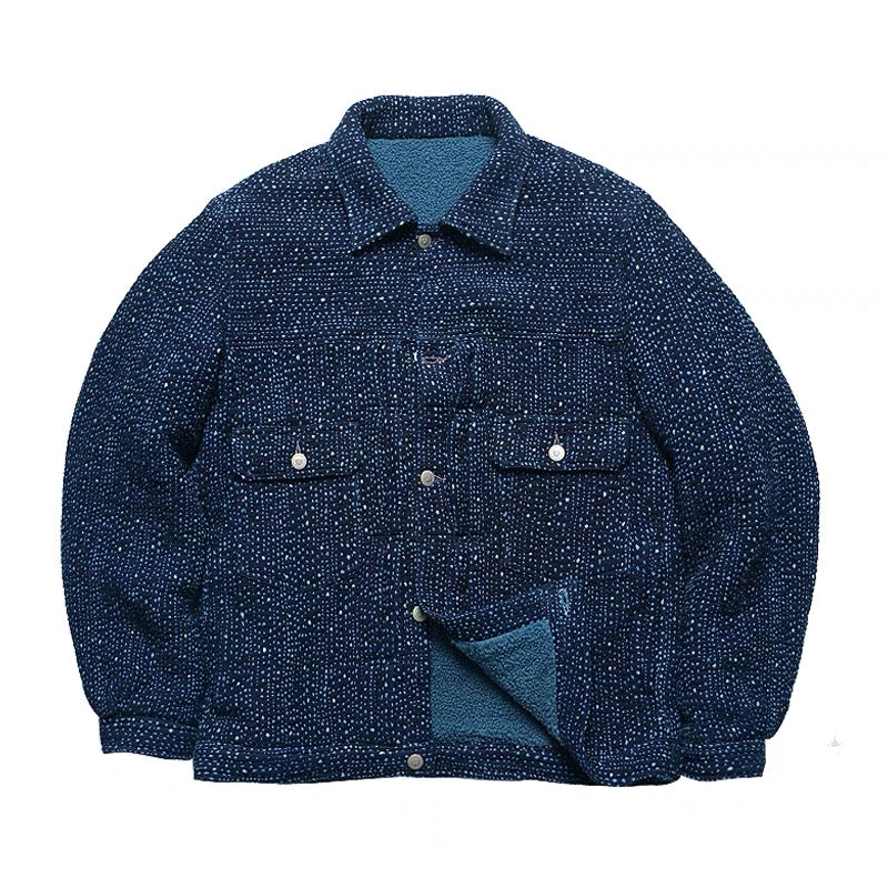Dark Indigo Dye Sashiko Dots Starlight Jacket