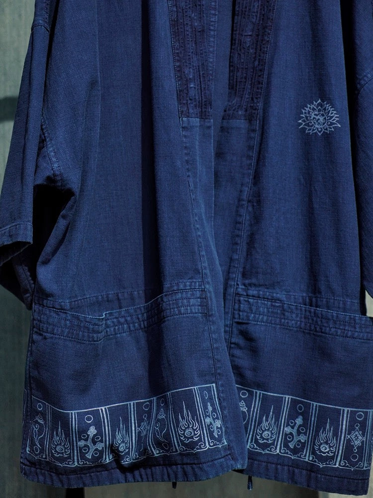 Indigo Dye Folk Kimono Jacket