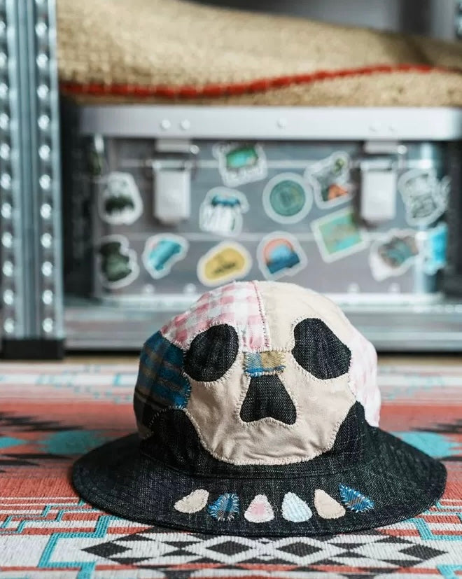 Skull Patchwork Sashiko Bucket Hat