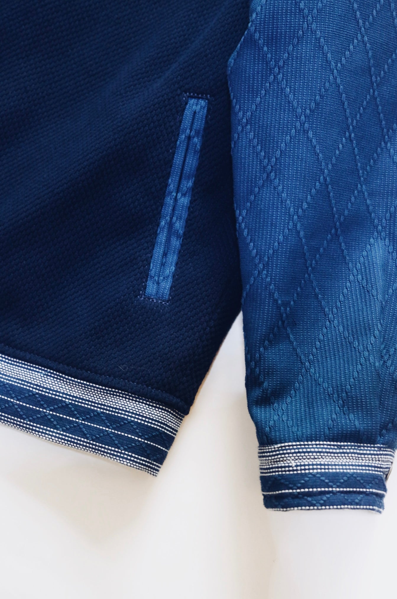 Indigo Dye Kendo Patchwork Baseball Jacket