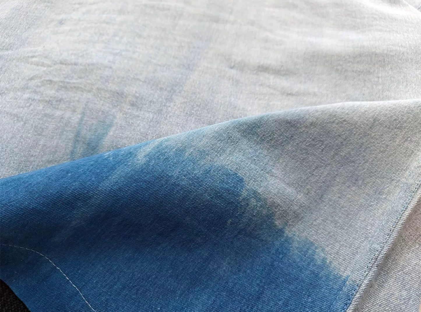 Indigo Dye Faded Elastic Waist Beach Shorts