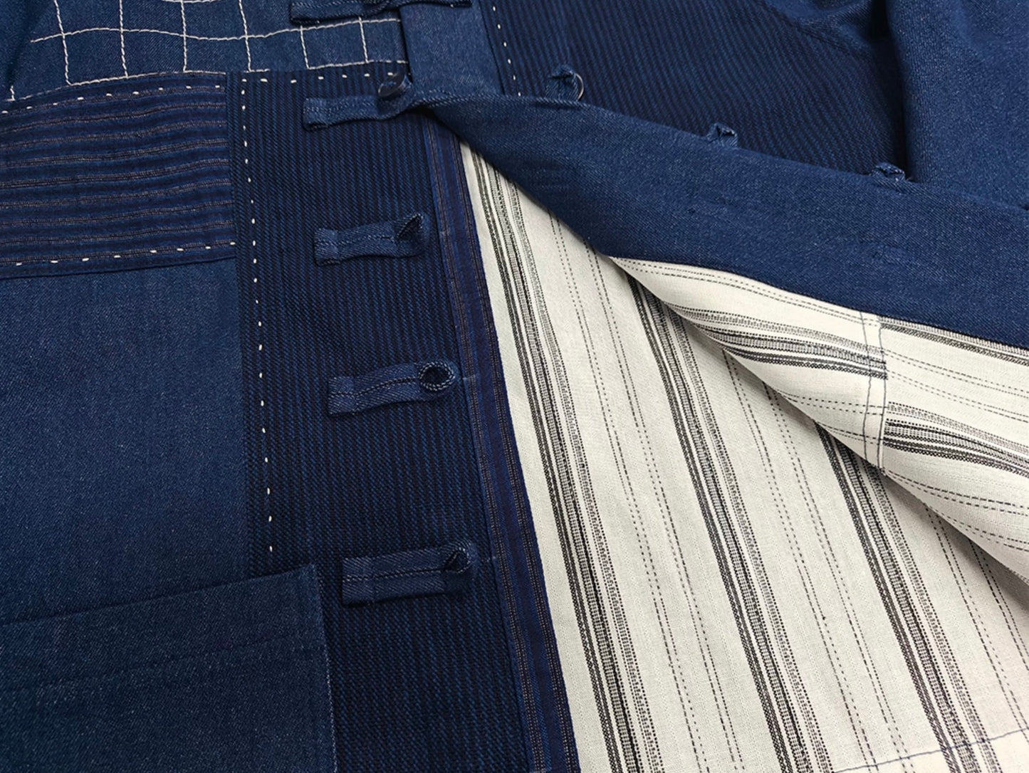 Indigo Dye Patchwork Tang Jacket