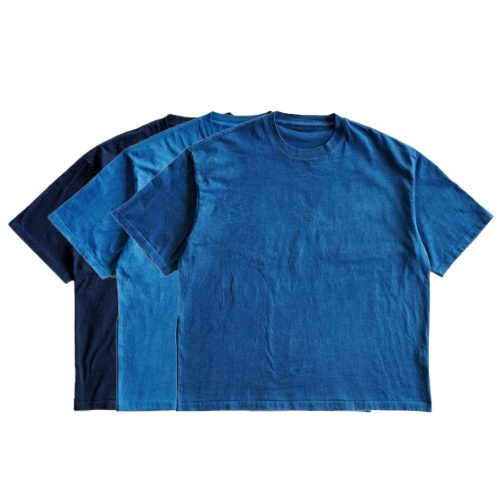 Indigo Dye Basic Crew T-Shirts - 3 Colors