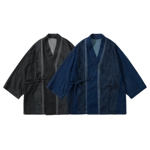 Blue Patchwork Sashiko Haori Jacket