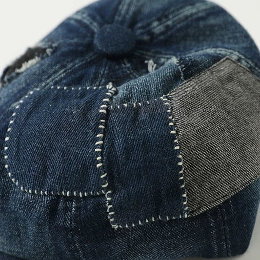 Denim Patchwork Newsboy Cap