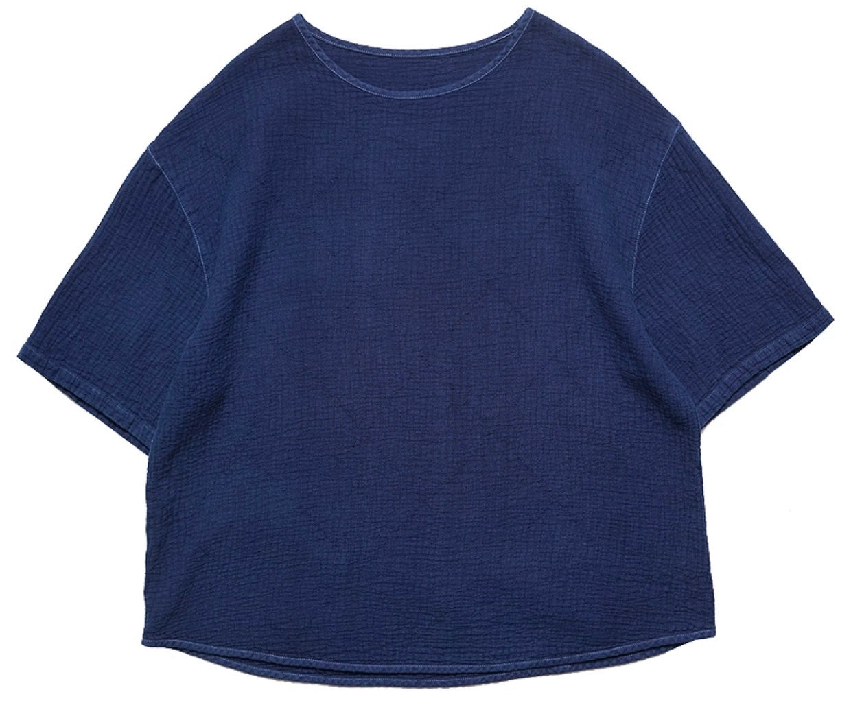 Dark Indigo Dye Sashiko Oversized T-Shirt