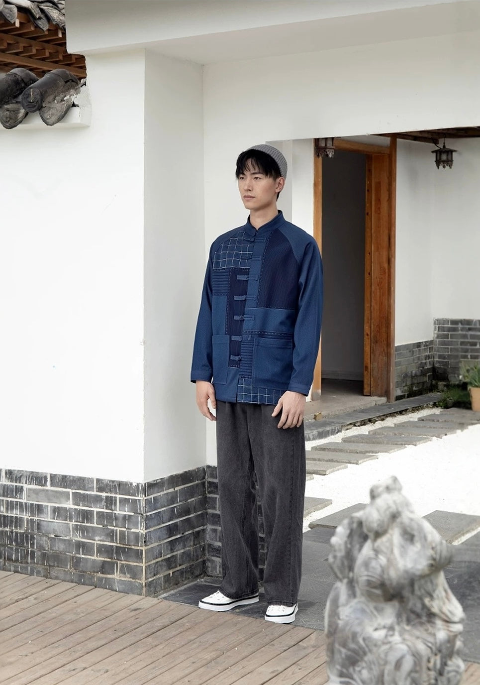 Indigo Dye Patchwork Tang Jacket