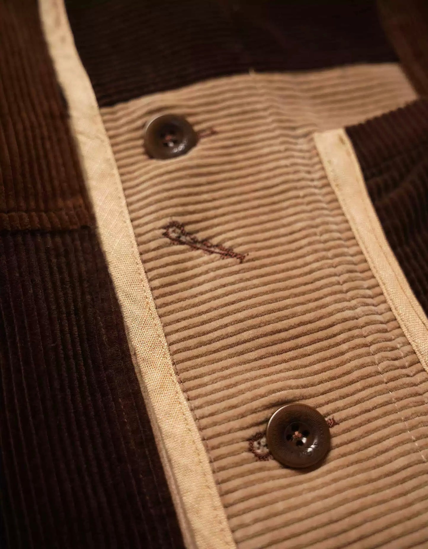 Brown Corduroy Boro Patchwork French Coat