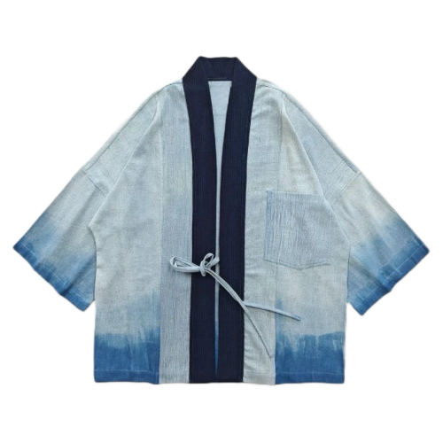 Indigo Dye Faded Haori Jacket