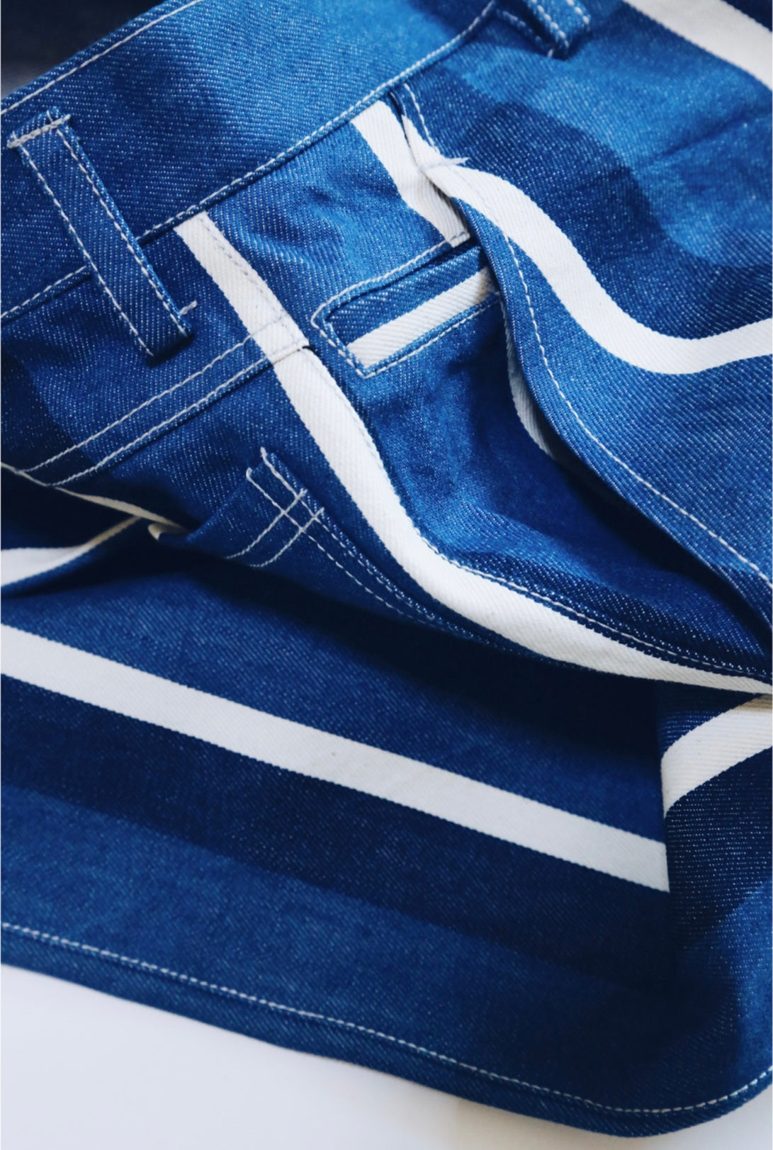 Denim Patchwork Striped Pants