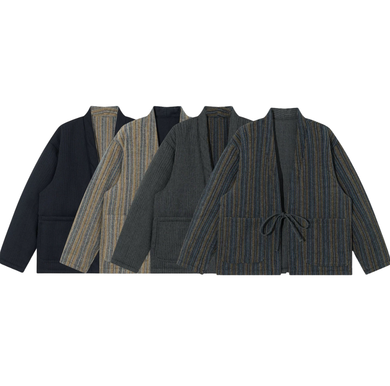 Grey Reversible Stripe Noragi Jacket