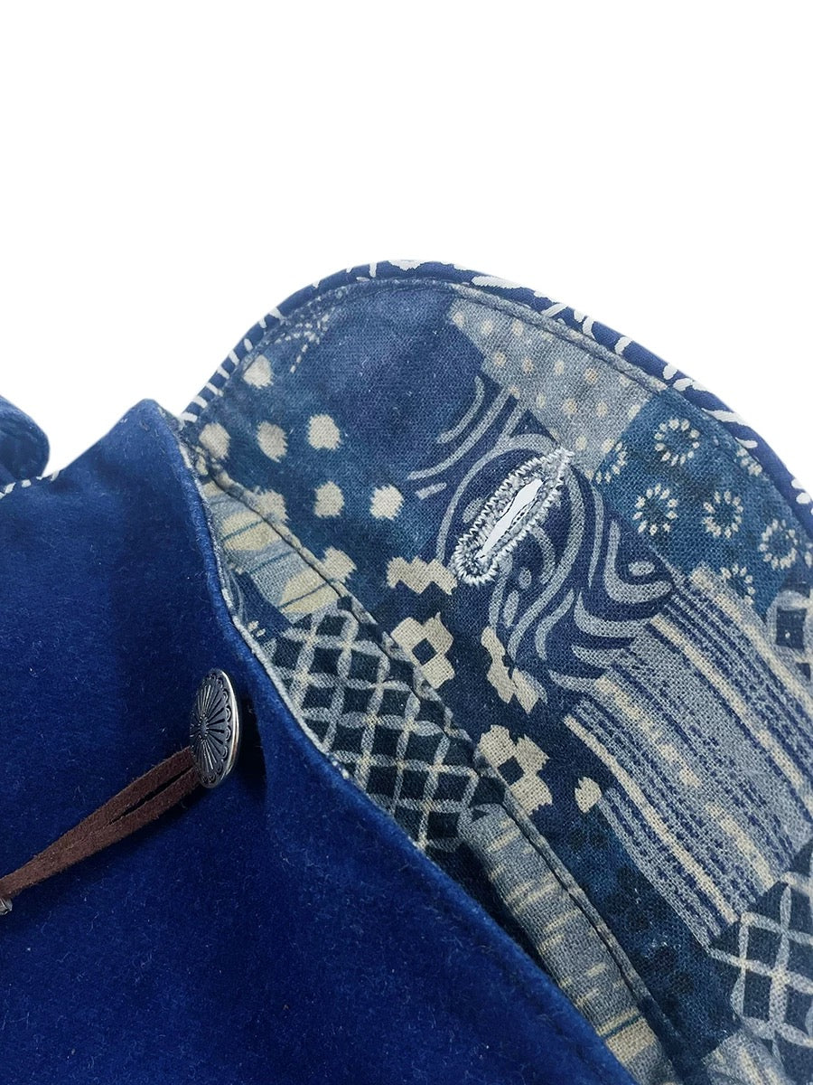 Indigo Dye Silver Buckle Crossbody Bag