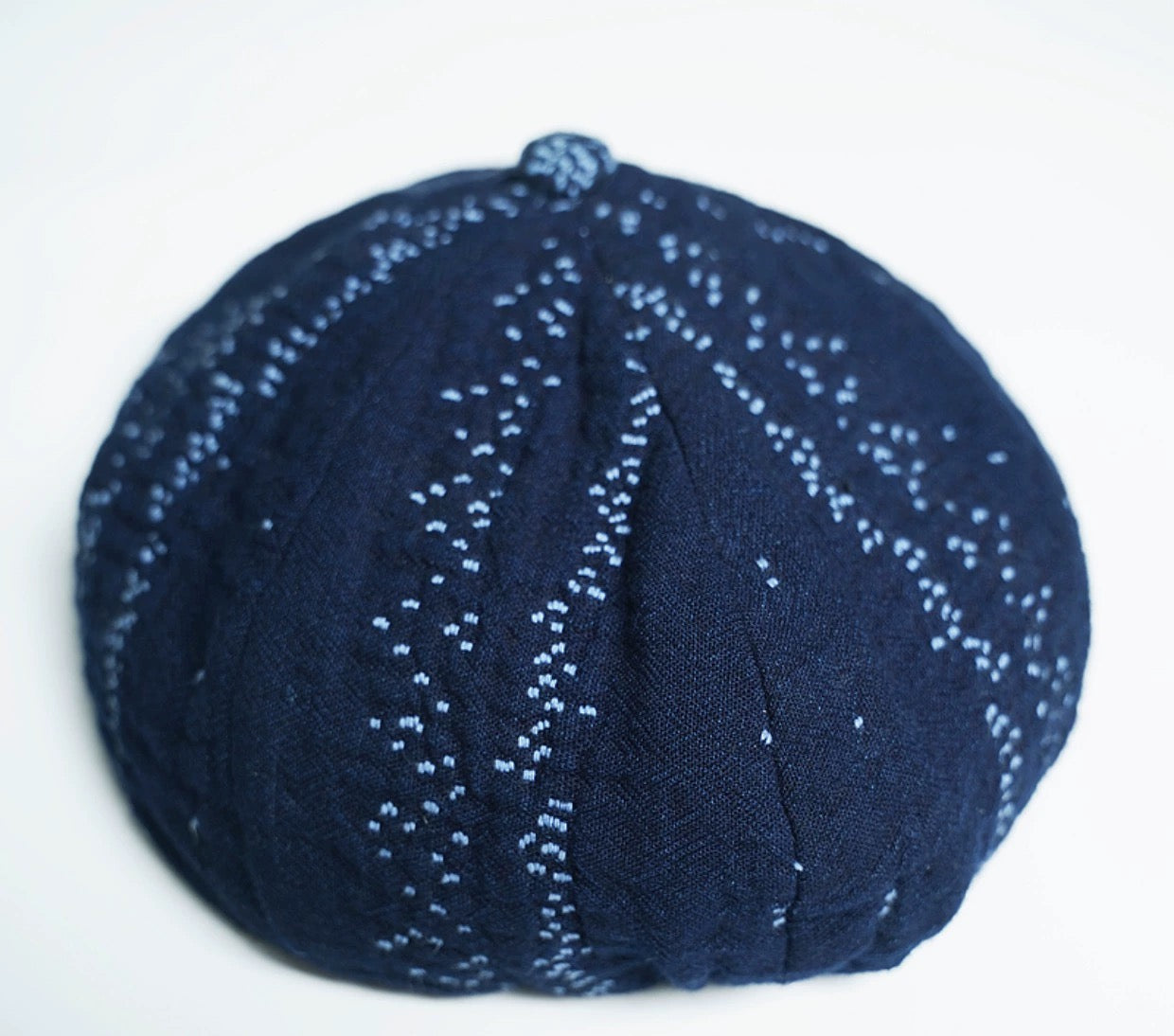 Dark Indigo Dye Sashiko Newsboy Cap