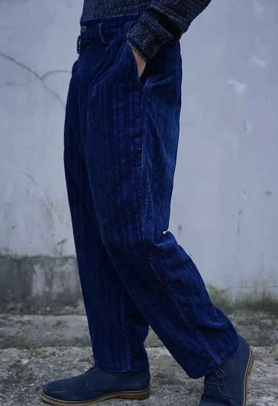 Indigo Dye Corduroy Pants