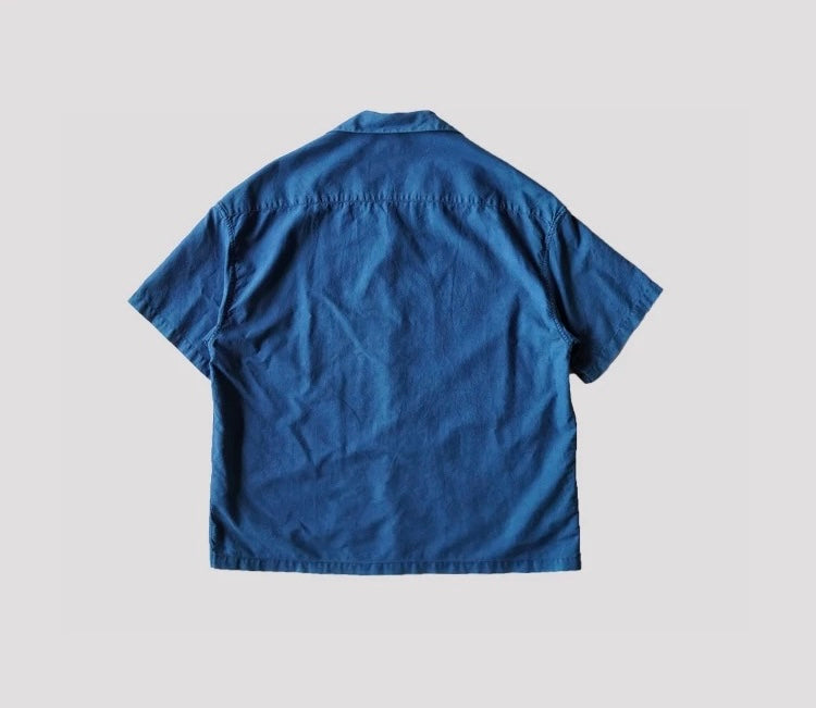 Indigo Dye Short Sleeves Aloha Shirt