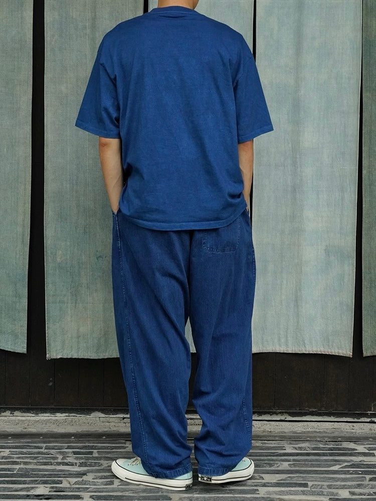 Indigo Dye Basic Crew T-Shirts - 3 Colors