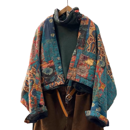 Folk Patchwork Padded Noragi Jacket
