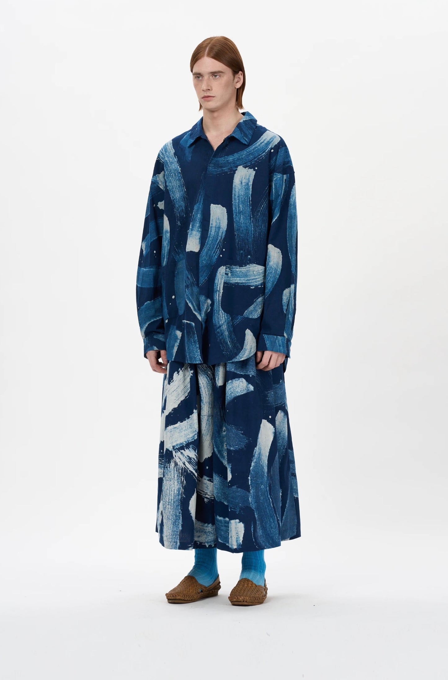 Indigo Dye Abstract Printed Jacket