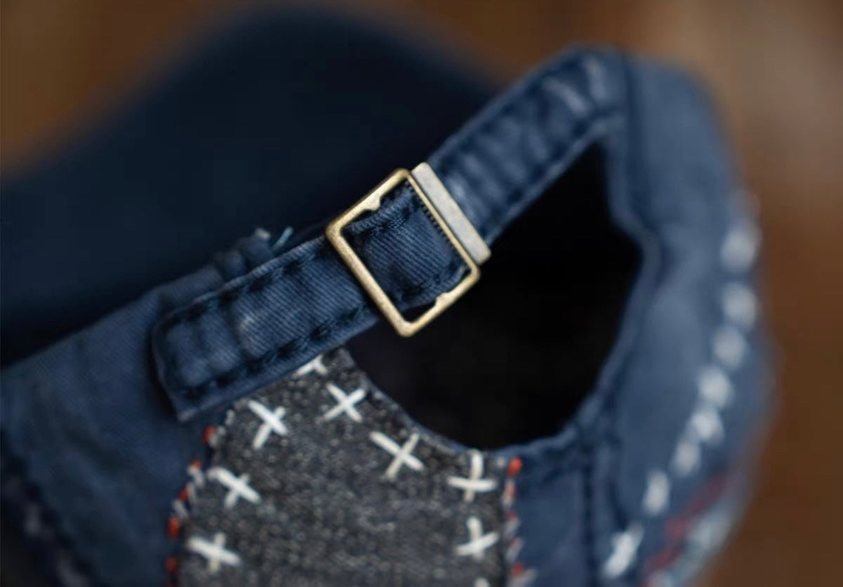 Indigo Dye Boro Patchwork Sashiko Cap