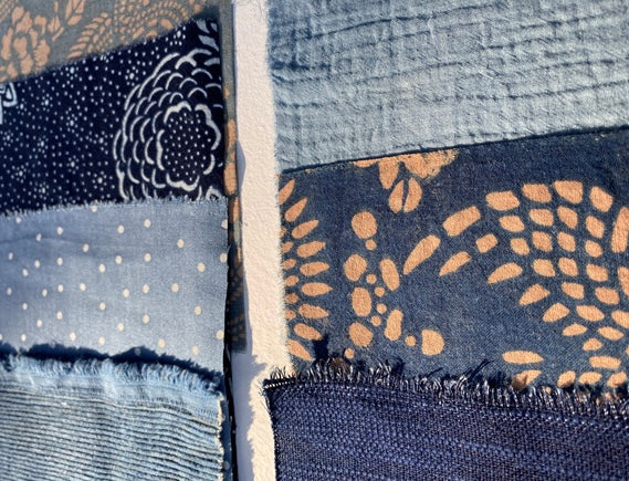 Indigo Dye Fabric Scraps Bundles