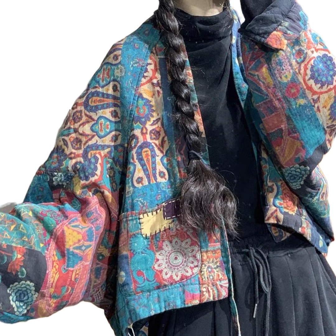 Folk Patchwork Padded Noragi Jacket