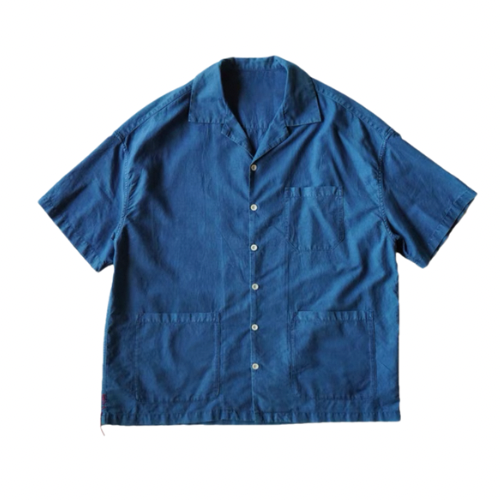 Indigo Dye Short Sleeves Aloha Shirt