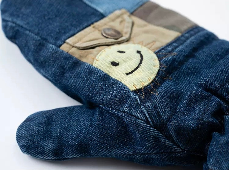 Denim Patchwork Sashiko Gloves