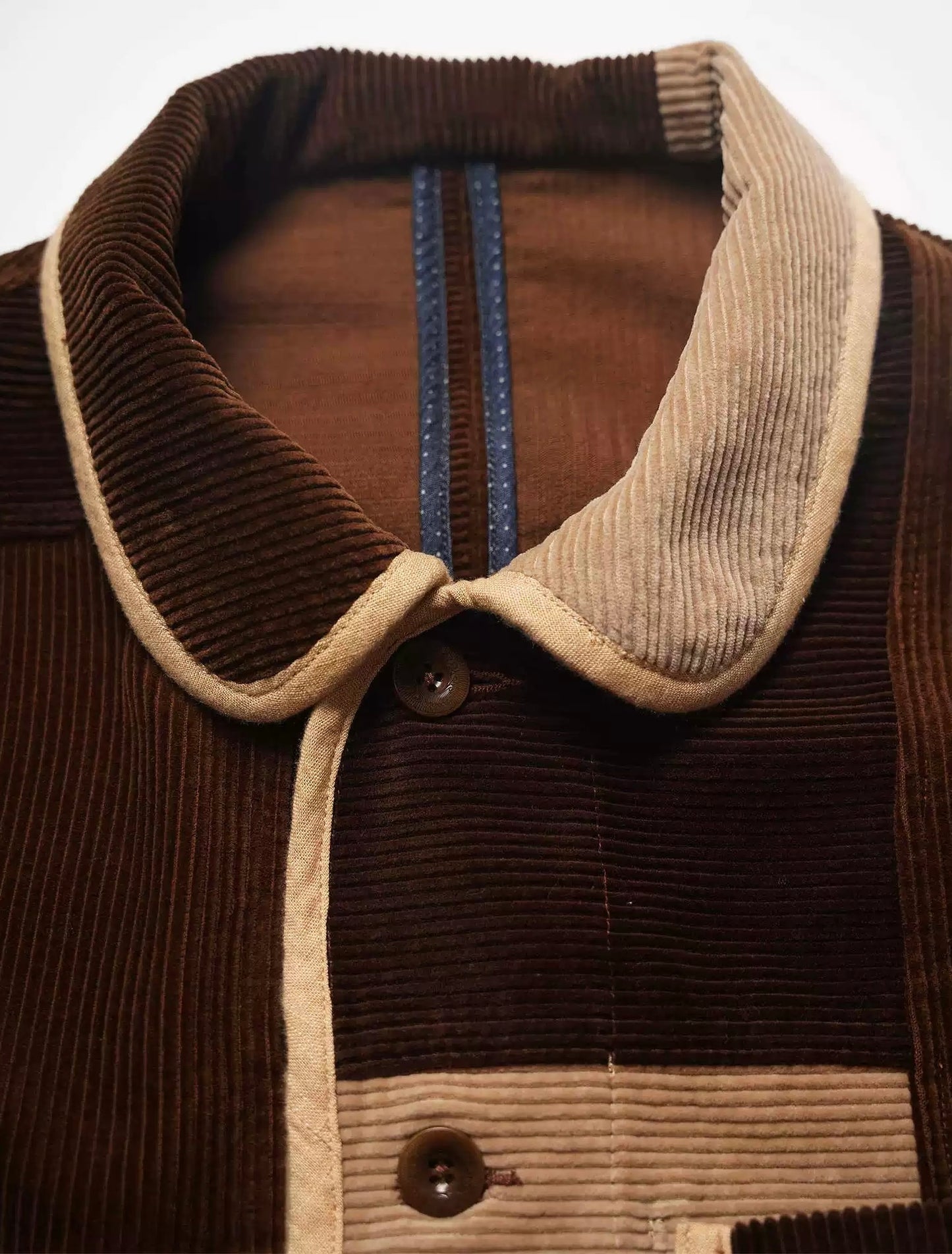 Brown Corduroy Boro Patchwork French Coat