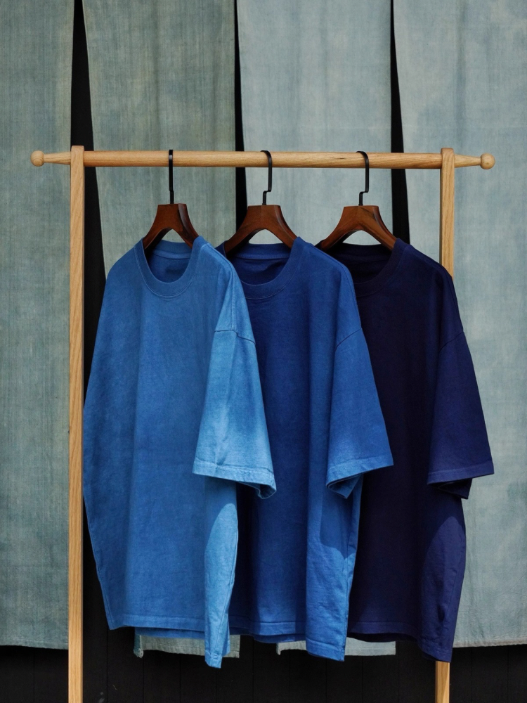 Indigo Dye Basic Crew T-Shirts - 3 Colors