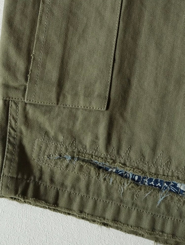 Military Green Distressed M51 Shorts