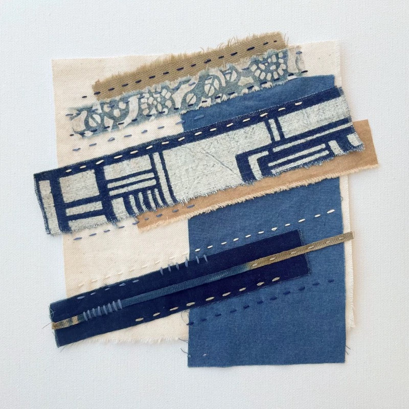 Indigo Dye Patchwork Fabric Scraps