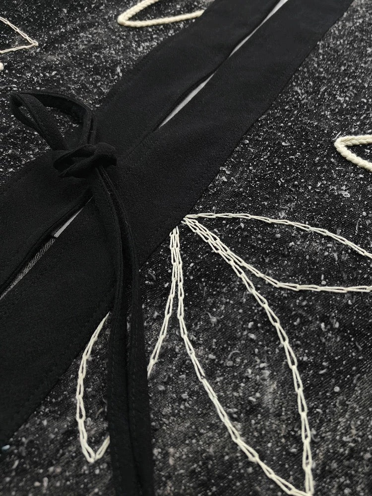 Black Tie Dye Sashiko Haori Jacket