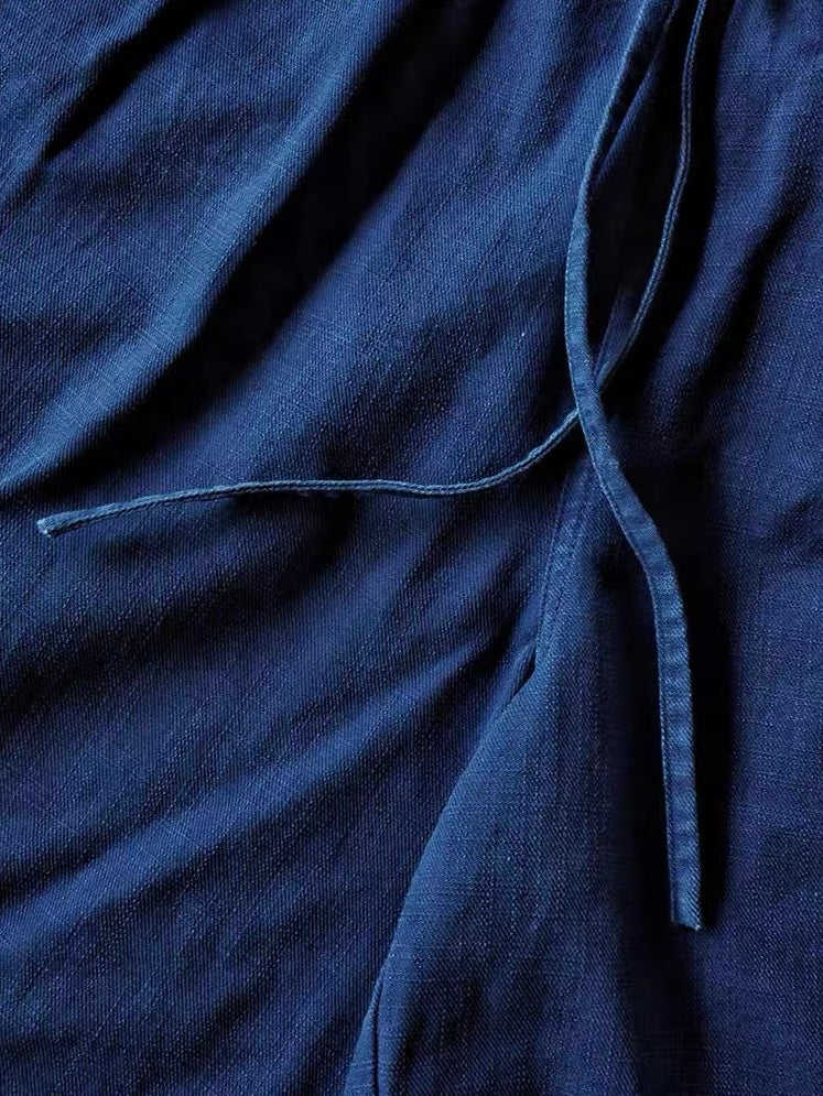 Botanical Indigo Pleated Easy Shorts