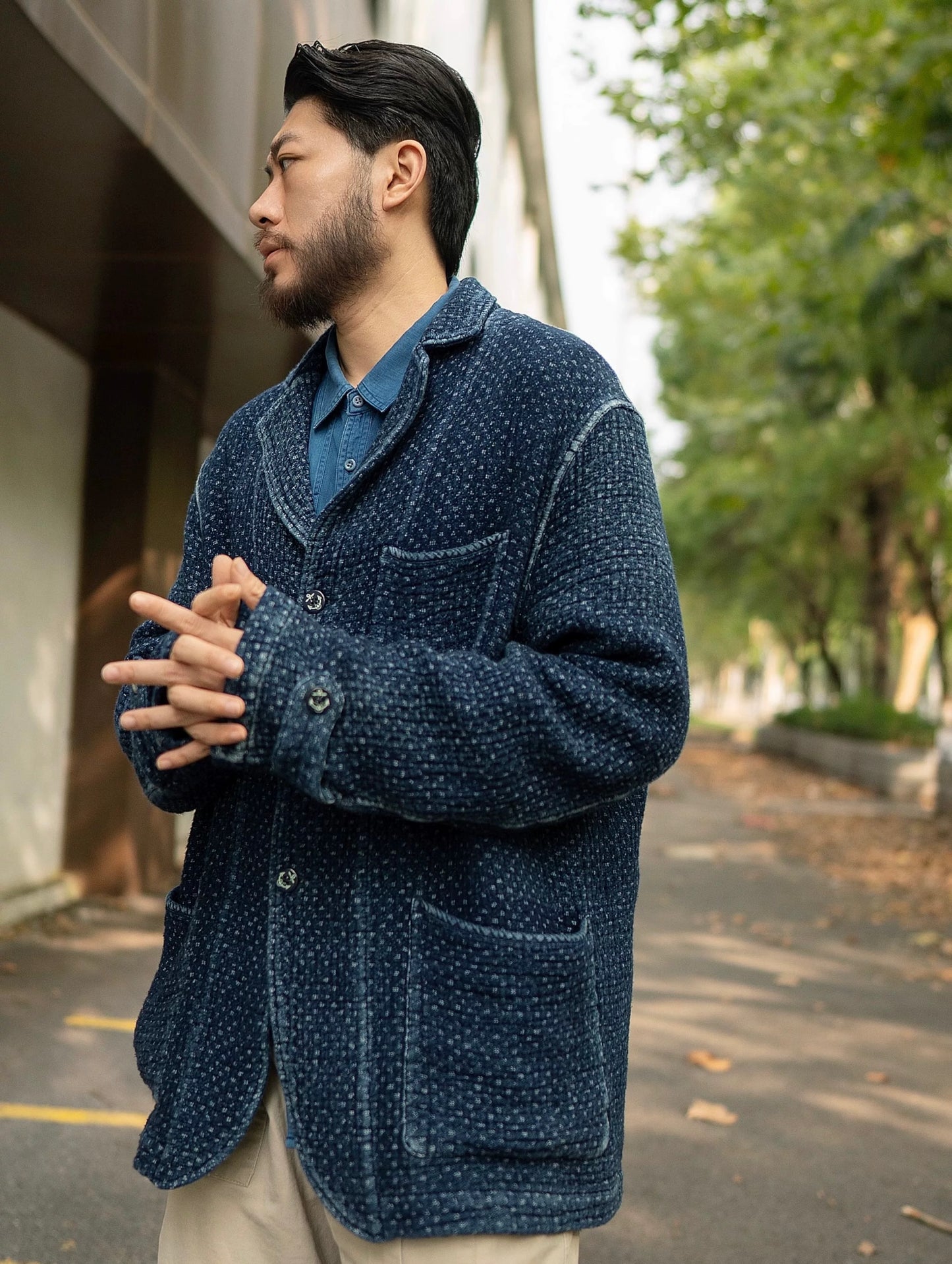 Indigo Dye Sashiko Retro Americano Jacket