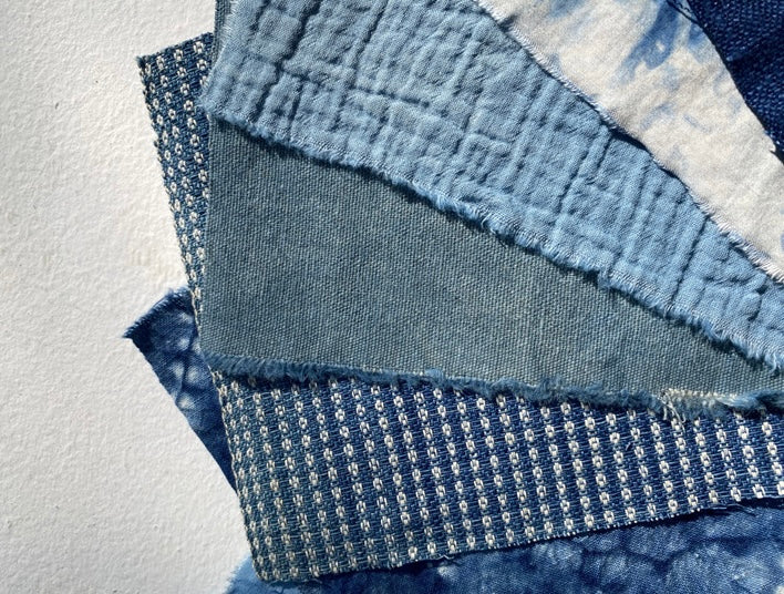 Indigo Dye Fabric Scraps Bundles