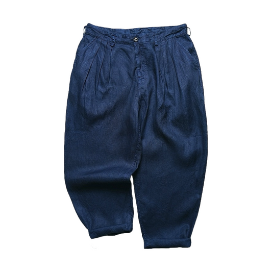 Indigo Dye Linen Tapered Pants