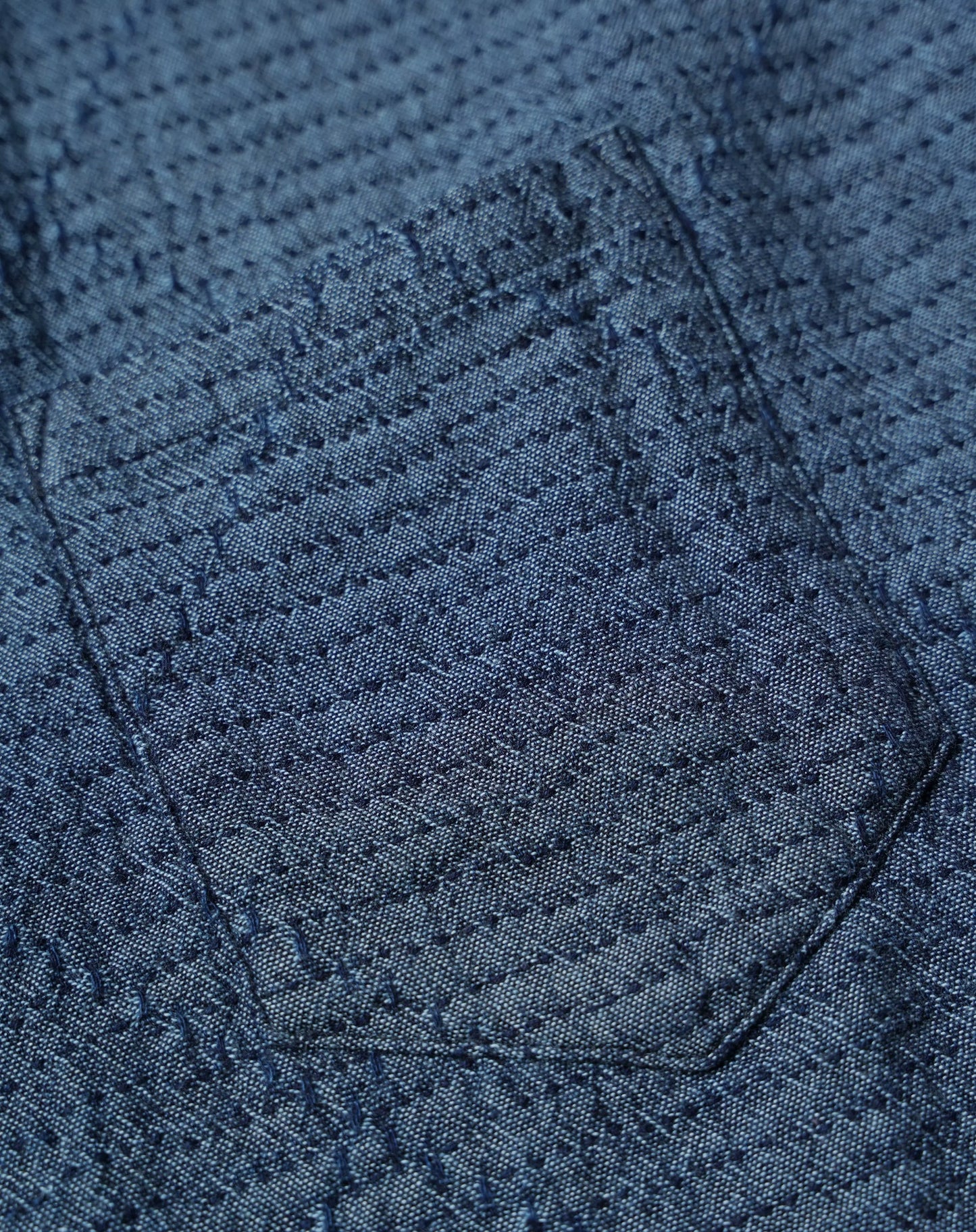 Indigo Dye Sashiko Aloha Shirt