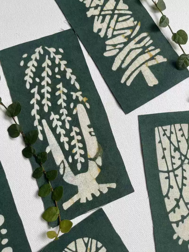 Organic Dye Trees Fabric Scraps Bundles