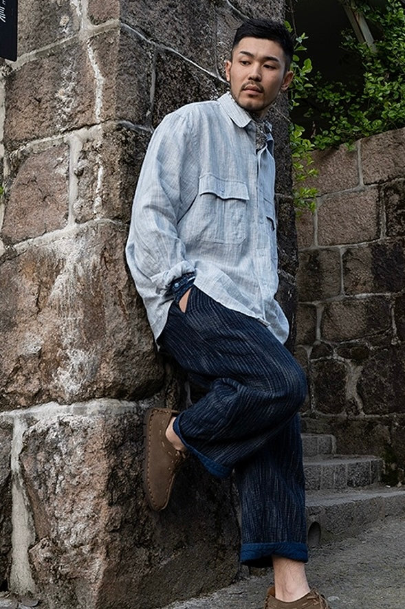 Indigo Dye Kasuri Pants