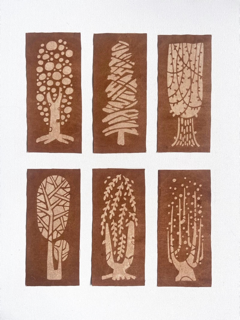 Organic Dye Trees Fabric Scraps Bundles