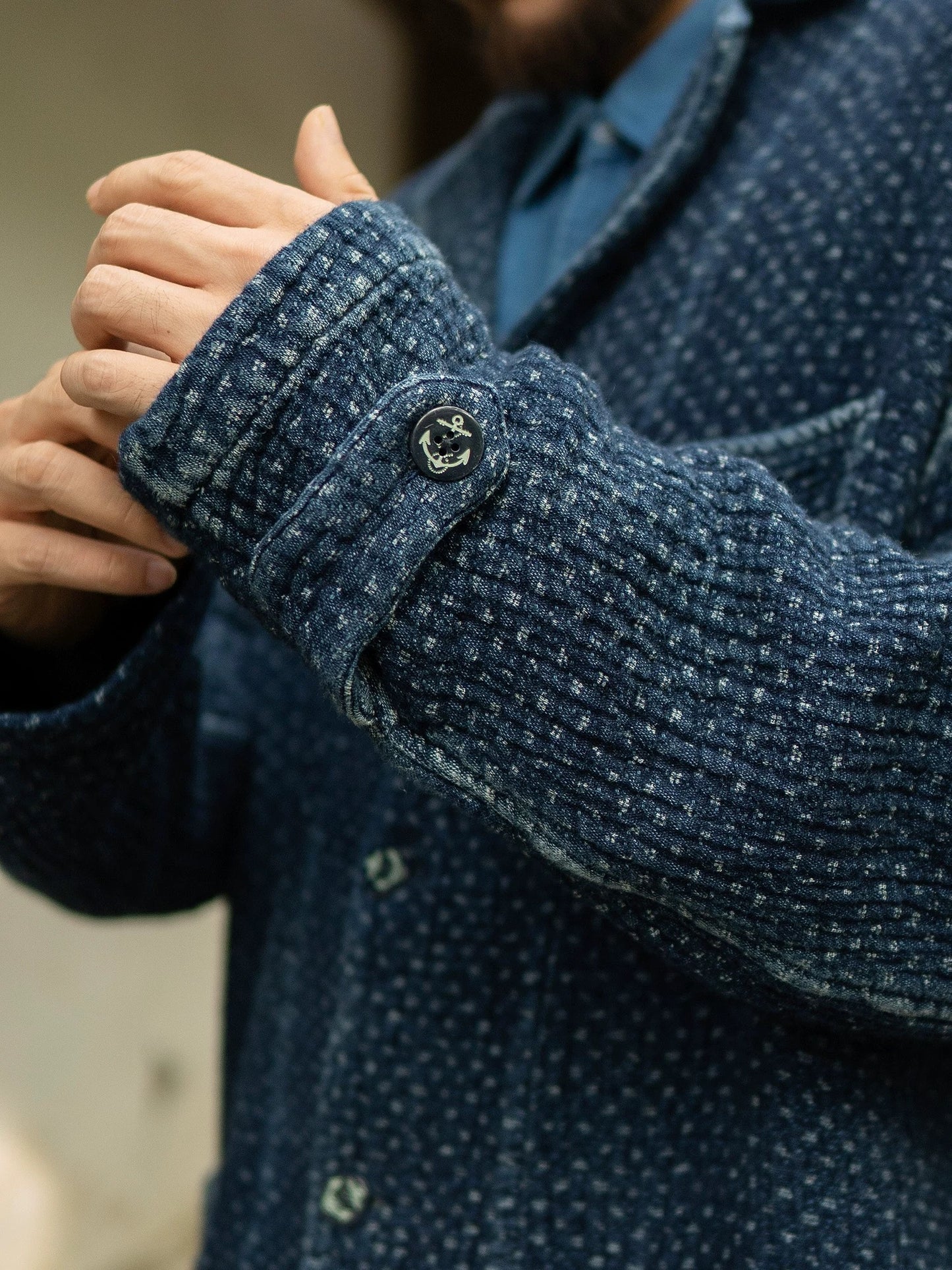 Indigo Dye Sashiko Retro Americano Jacket